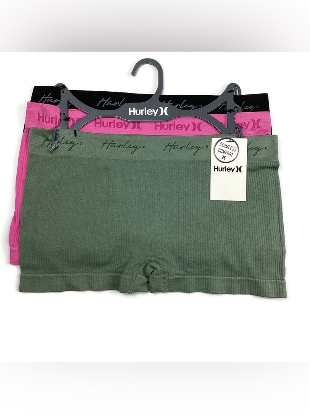 Hurley Women’s Seamless Boyshort Panty Underwear Sz L - 3 pack NEW!